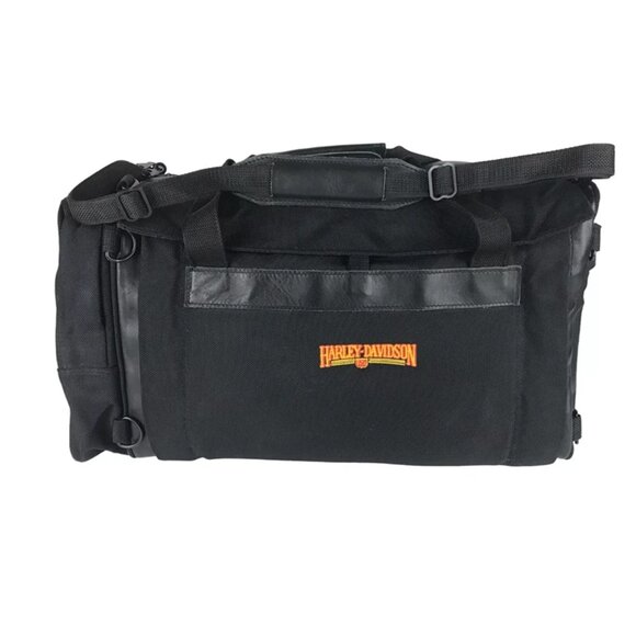 Harley Davidson Unisex Adult Black Pockets Adjustable Double Strap Duffle Bag - Picture 1 of 11